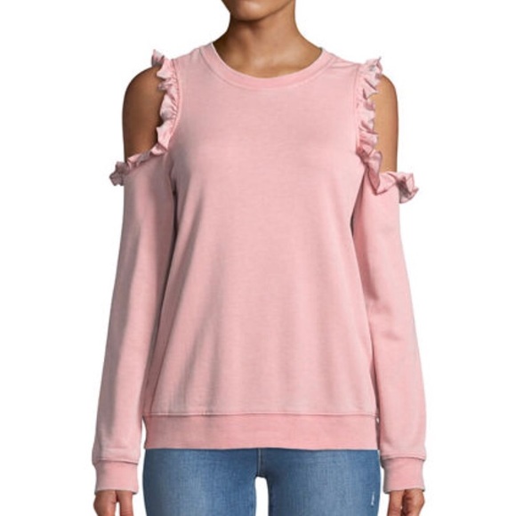 Free Generation Sweaters - Free Generation “Cold Shoulder” Pink Sweatshirt